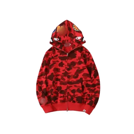 Grey Camo Full-Zip Hoodie With Face Graphic (Grey) — merchant catalogue photo