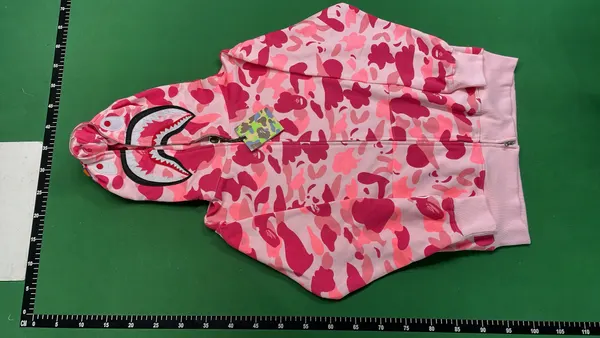 Grey Camo Full-Zip Hoodie With Face Graphic (Grey) — warehouse QC photo 2