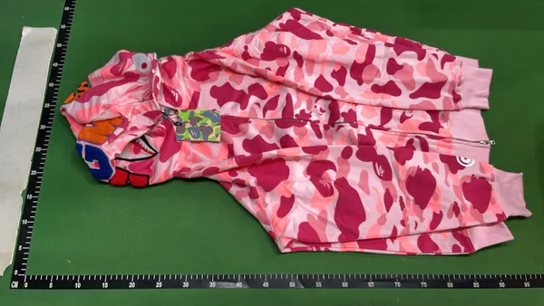 Grey Camo Full-Zip Hoodie With Face Graphic (Grey) — warehouse QC photo 6
