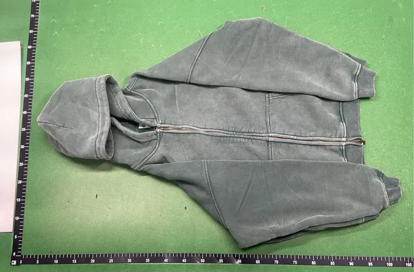 Washed Grey Zip-Up Hooded Jacket — warehouse QC photo 2