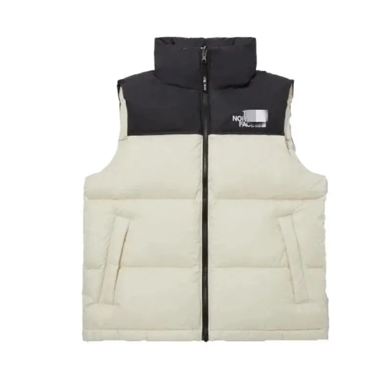 Colorblock Puffer Vest With Stand Collar (White) — merchant catalogue photo
