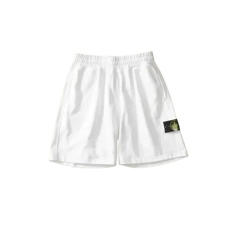 Elastic Waist Shorts With Logo Badge Patch (White) — merchant catalogue photo
