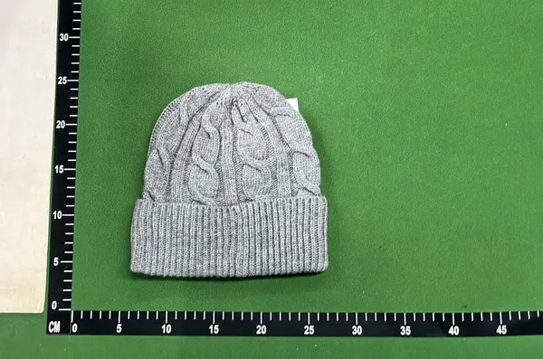 Grey Cable-Knit Cuffed Beanie — warehouse QC photo 2