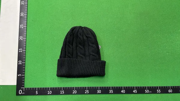 Grey Cable-Knit Cuffed Beanie — warehouse QC photo 5