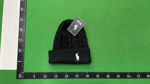 Grey Cable-Knit Cuffed Beanie (Blue) — warehouse QC photo 4