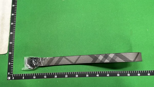 Charcoal Check Belt With Matte Black Buckle — warehouse QC photo 1