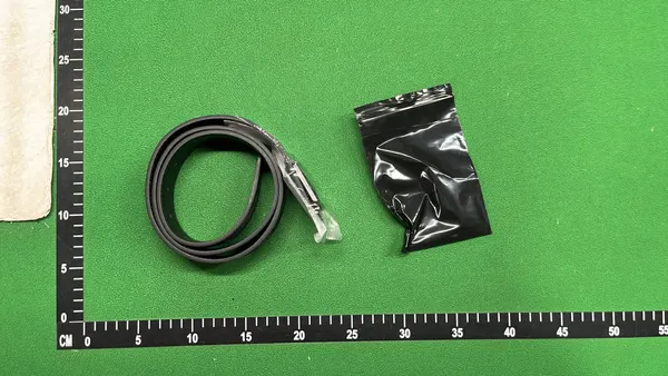 Charcoal Check Belt With Matte Black Buckle — warehouse QC photo 3