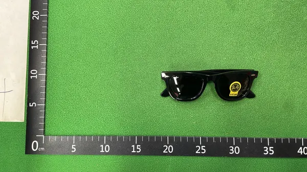 Black Square Sunglasses With Green Tinted Lenses — warehouse QC photo 1