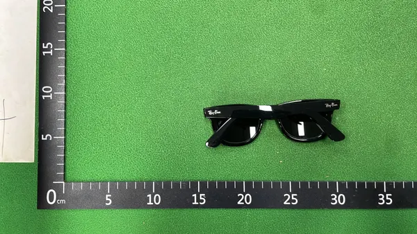 Black Square Sunglasses With Green Tinted Lenses — warehouse QC photo 2