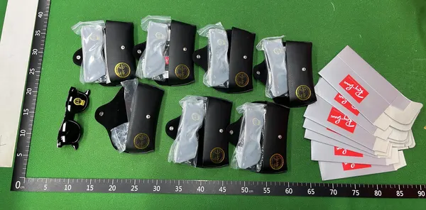 Black Square Sunglasses With Green Tinted Lenses — warehouse QC photo 3