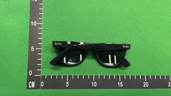 Black Square Sunglasses With Green Tinted Lenses — warehouse QC photo 5