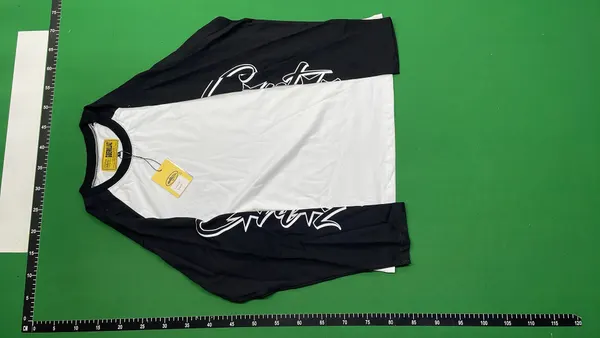 White Raglan Long Sleeve Top With Script Print — warehouse QC photo 2