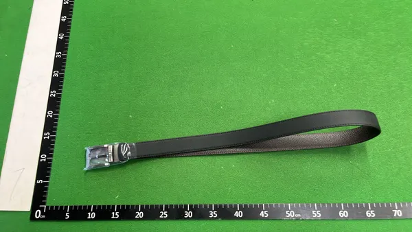 Pin Buckle Leather Belt With Textured Strap — warehouse QC photo 1