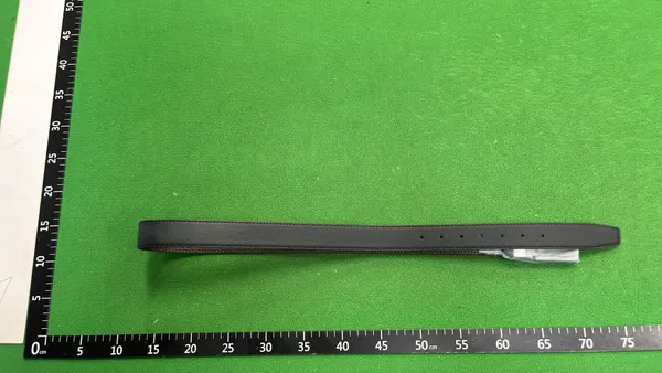 Pin Buckle Leather Belt With Textured Strap — warehouse QC photo 2