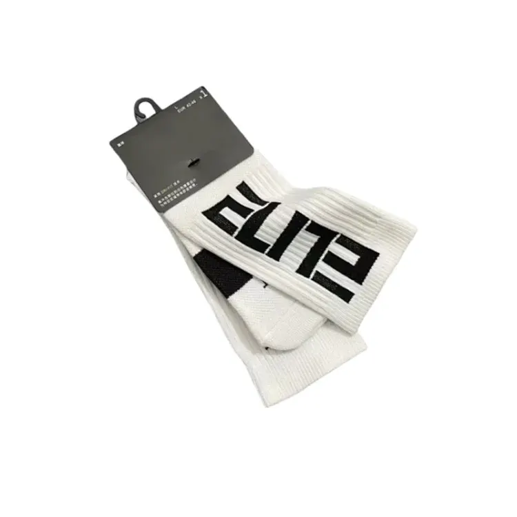 White Ribbed Crew Socks With Logo Band — merchant catalogue photo
