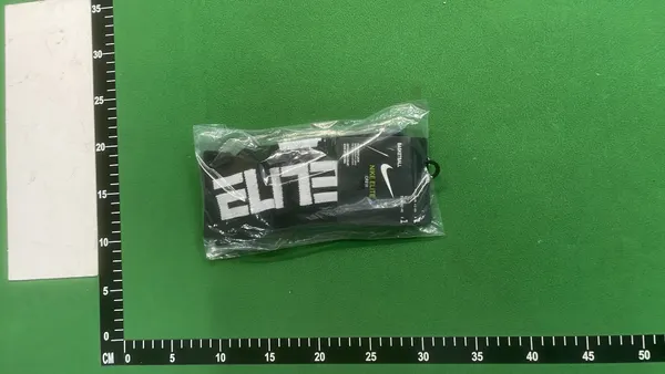 White Ribbed Crew Socks With Logo Band — warehouse QC photo 4