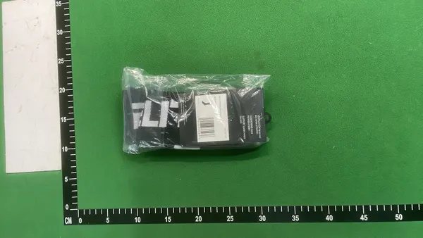 White Ribbed Crew Socks With Logo Band — warehouse QC photo 5