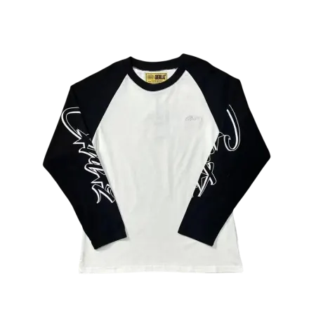 White Raglan Long Sleeve Top With Script Print (White) — merchant catalogue photo