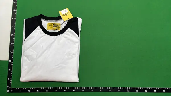 White Raglan Long Sleeve Top With Script Print (White) — warehouse QC photo 4