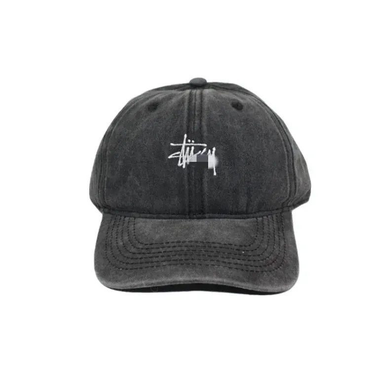 Washed Black Embroidered Script Baseball Cap — merchant catalogue photo