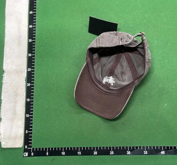 Washed Black Embroidered Script Baseball Cap — warehouse QC photo 6