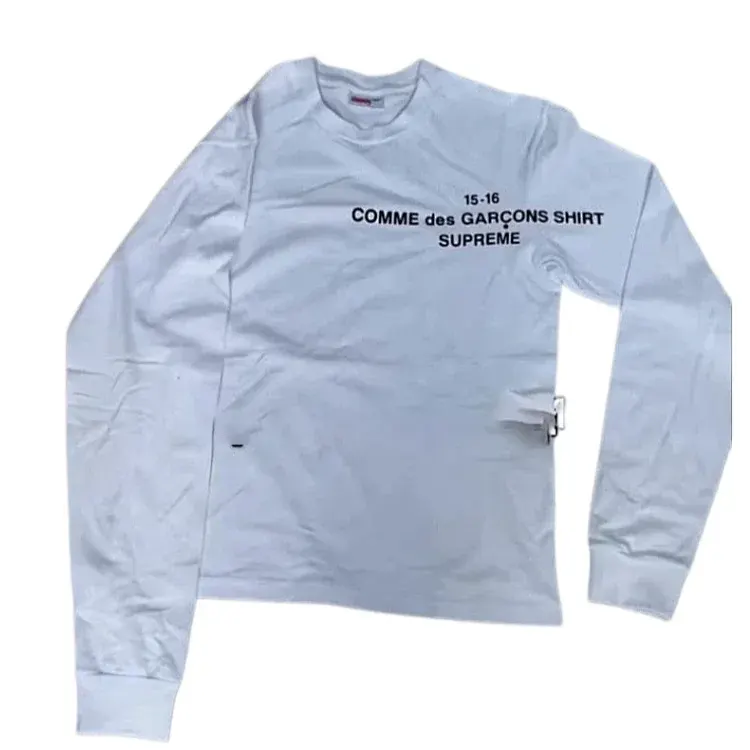 White Chest-Text Long-Sleeve Tee — merchant catalogue photo