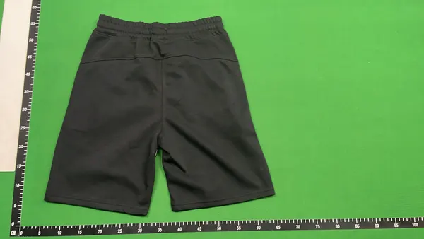 Assorted Embroidered-Emblem Fleece Sweat Shorts — warehouse QC photo 3