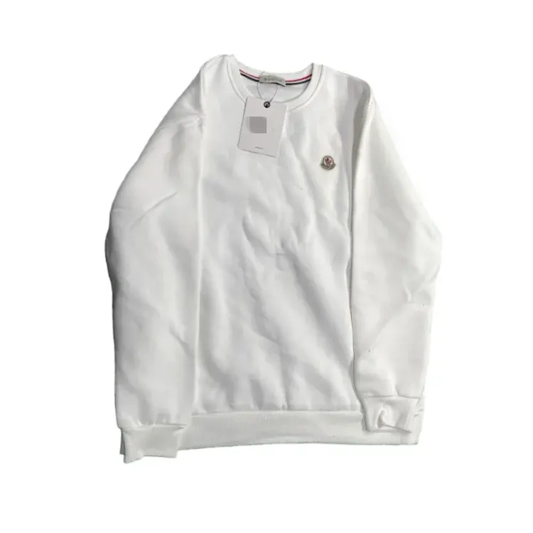 White Crewneck Sweatshirt With Chest Patch — merchant catalogue photo