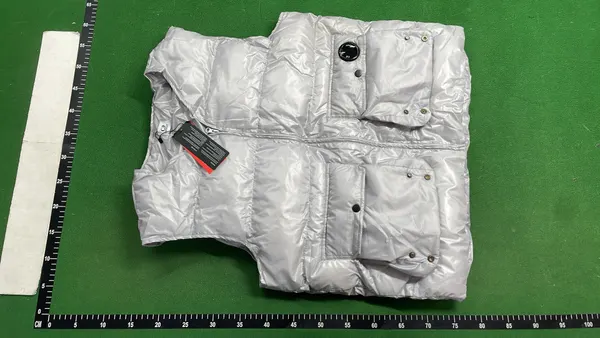 Black Puffer Vest With Flap Cargo Pockets — warehouse QC photo 2