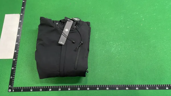 Black Hooded Softshell Zip Jacket — warehouse QC photo 4