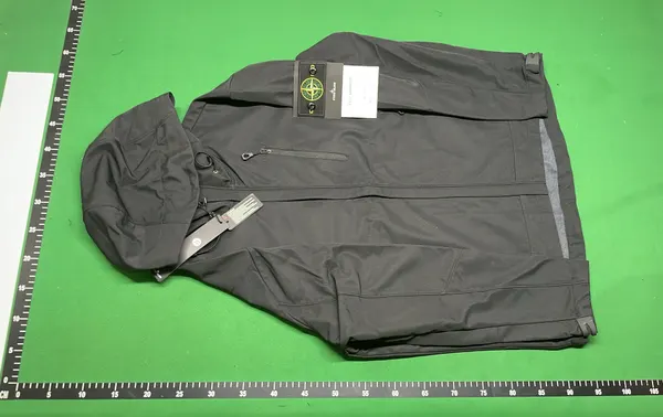 Black Hooded Softshell Zip Jacket — warehouse QC photo 6