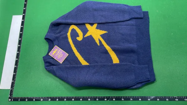 Black Fuzzy Knit Sweater With Star Intarsia — warehouse QC photo 2