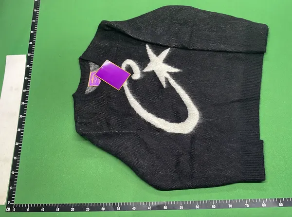Black Fuzzy Knit Sweater With Star Intarsia — warehouse QC photo 6