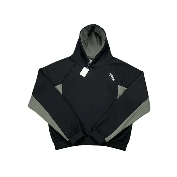 Black Colorblock Pullover Hoodie With Sage Panels — merchant catalogue photo