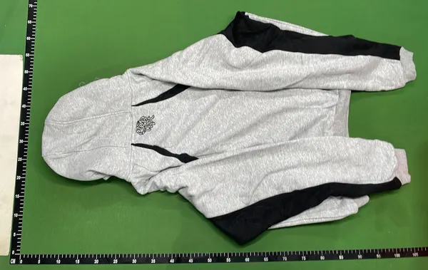 Black Colorblock Pullover Hoodie With Sage Panels — warehouse QC photo 3