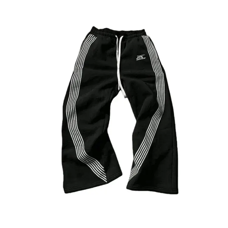 Black Wide-Leg Sweatpants With Side Stripes — merchant catalogue photo