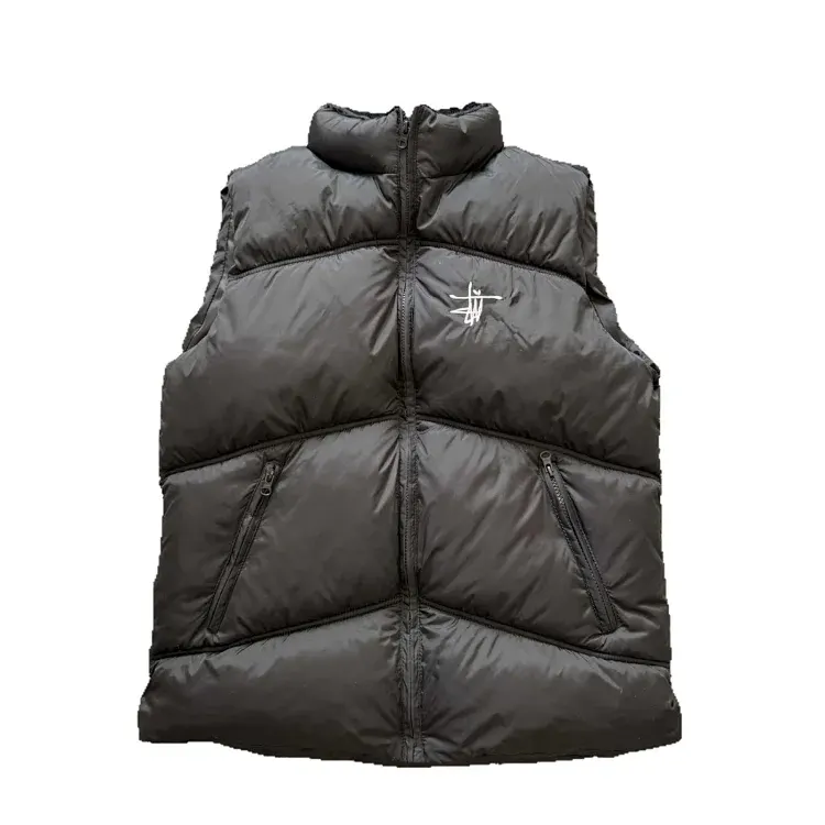 Black Quilted Puffer Vest With Stand Collar (Black) — merchant catalogue photo