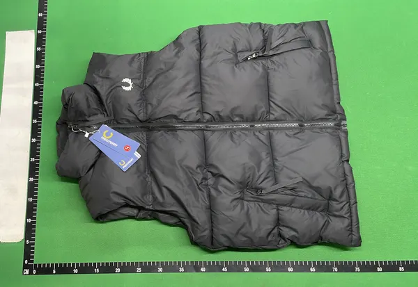 Black Quilted Puffer Vest With Stand Collar (Black) — warehouse QC photo 2