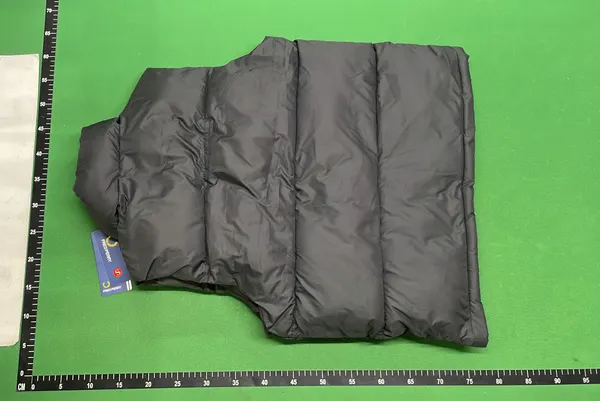 Black Quilted Puffer Vest With Stand Collar (Black) — warehouse QC photo 3
