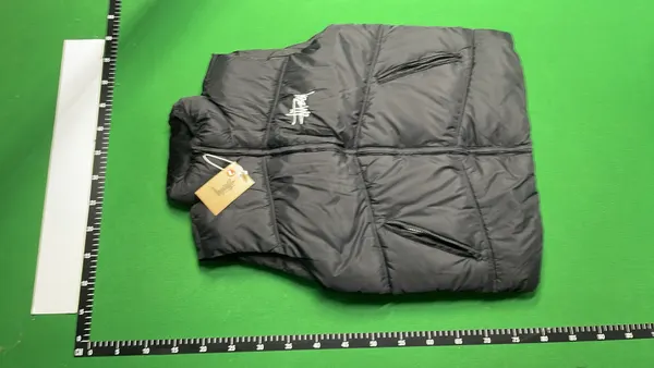Black Quilted Puffer Vest With Stand Collar (Black) — warehouse QC photo 6