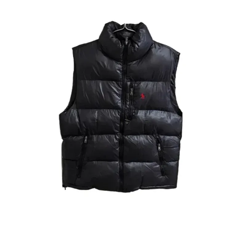 Black Glossy Puffer Vest With Stand Collar — merchant catalogue photo