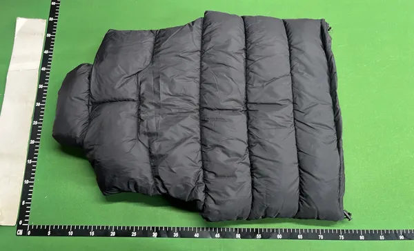 Black Glossy Puffer Vest With Stand Collar — warehouse QC photo 3