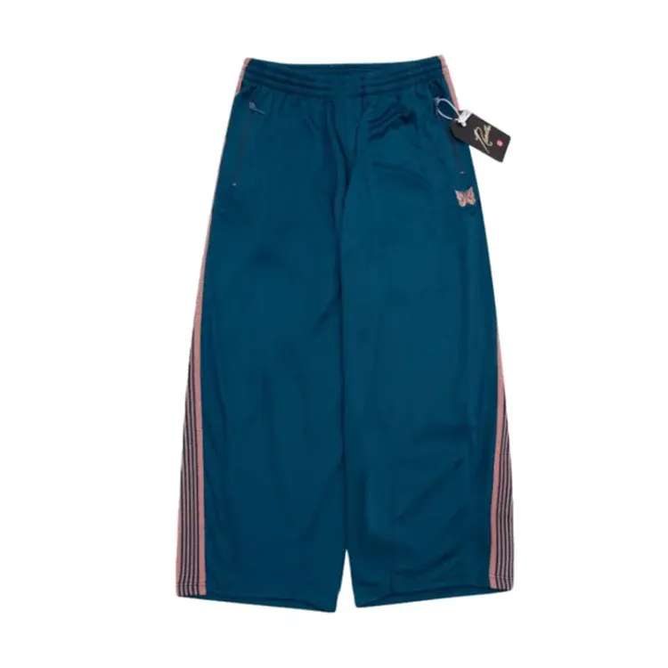 Teal Wide-Leg Track Pants With Pink Stripes — merchant catalogue photo