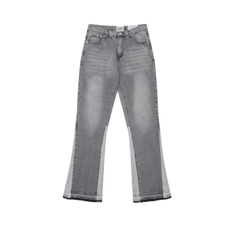 Grey Washed Flare Jeans With Contrast Panels — merchant catalogue photo
