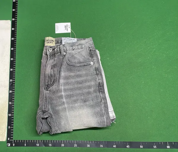 Grey Washed Flare Jeans With Contrast Panels — warehouse QC photo 4