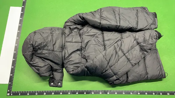 Black Hooded Quilted Puffer Jacket — warehouse QC photo 3