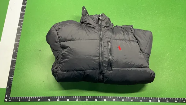 Black Hooded Quilted Puffer Jacket — warehouse QC photo 4