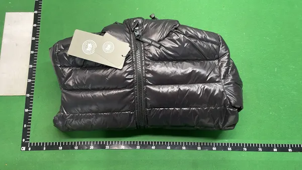 White Hooded Down Puffer Jacket With Glossy Shell — warehouse QC photo 4