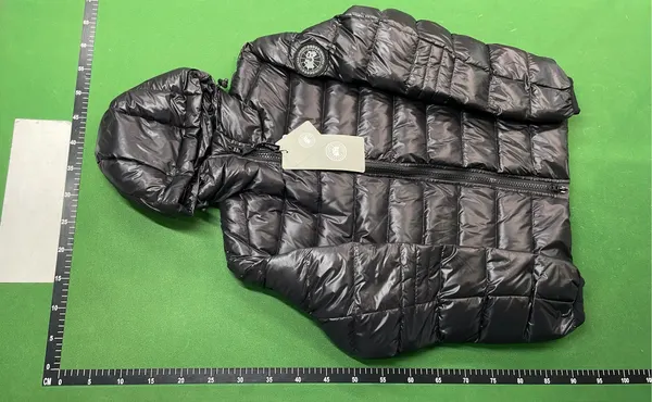 White Hooded Down Puffer Jacket With Glossy Shell — warehouse QC photo 6