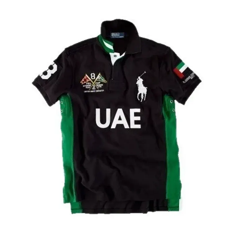 Black And Green Panelled Big-Emblem Polo Shirt — merchant catalogue photo